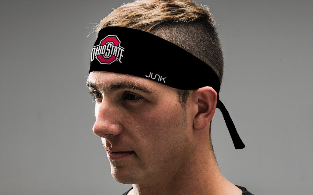 Ohio State Buckeyes Logo Black Adjustable Flex Tie Headband for Men & Women - Perfect for Sports, Workouts, and Game Day Fan Gear