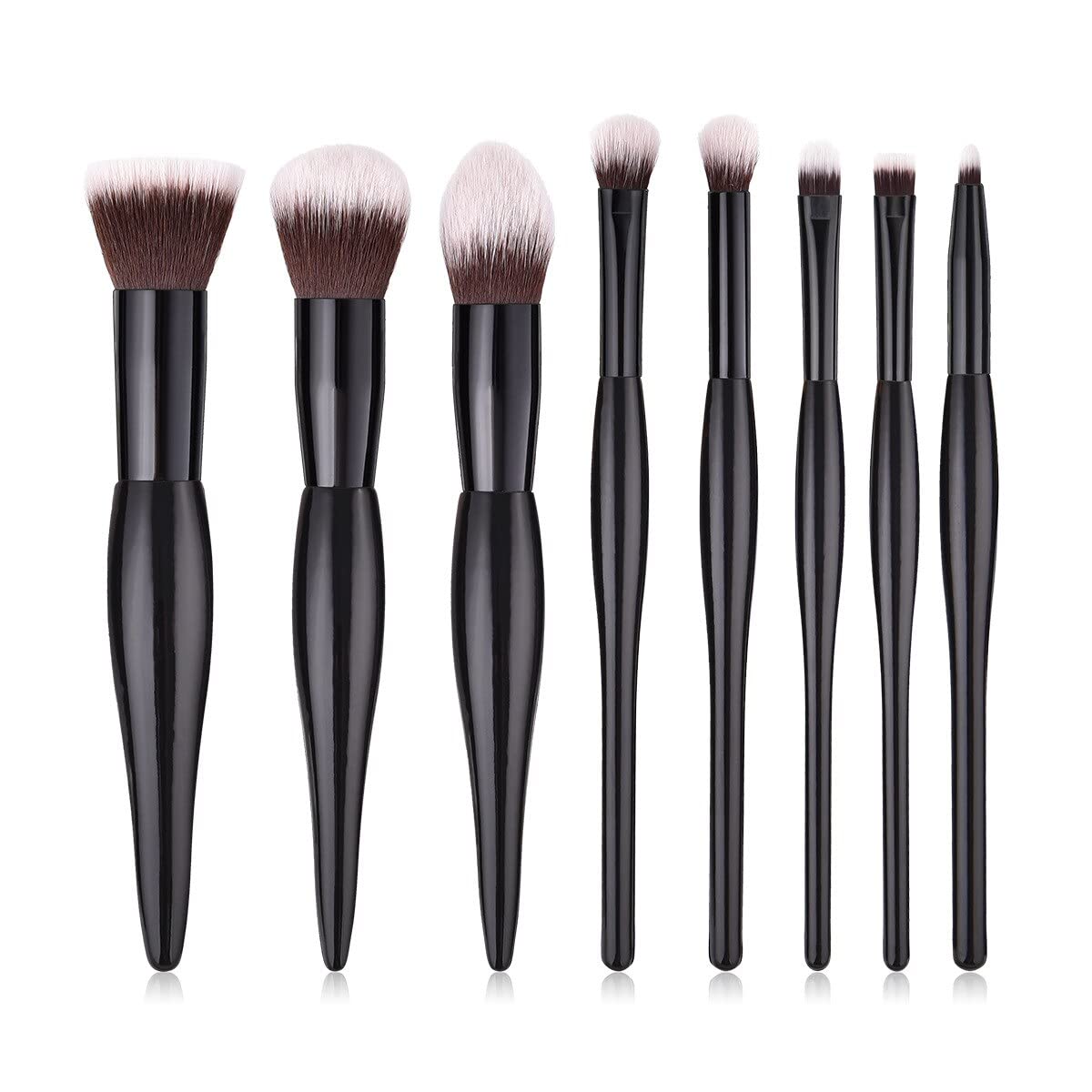 Professional Black Handle Makeup Brush Set - 8pcs Powder, Blush, Eyeshadow, Lip & Eyebrow Brushes for Flawless Beauty Application | Perfect for Daily Makeup, Professional Salon Use & Travel Cosmetics Kit
