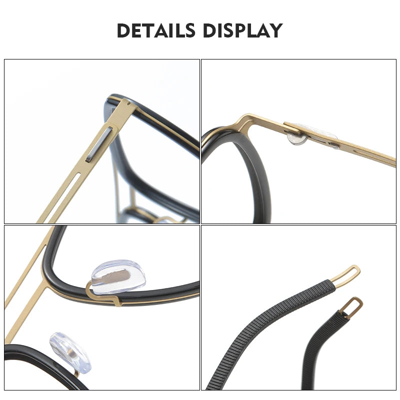 Aimee Unisex Full Rim Square Double Bridge Titanium Acetate Eyeglasses 8202 - Lightweight Durable Frame for Reading, Work & Fashion - Perfect for Office, School & Everyday Wear