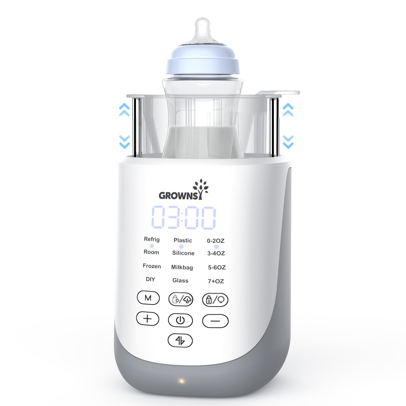 GROWNSY 10-in-1 Fast Baby Bottle Warmer with Auto-Lift & Night Light - Smart Temperature Control for Breast Milk, Formula & Baby Food - Perfect for Night Feedings & Travel - Memory Function & Precise Heating