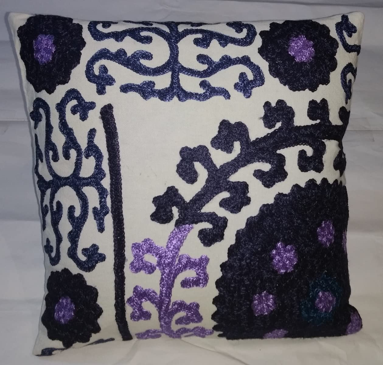 Handmade Jaipur Suzani Pillow Cover 16x16 Inch - Embroidered Bohemian Decorative Throw Pillow Case for Sofa, Bed & Outdoor - Indian Cotton Cushion Cover (Set of 50) - Perfect for Living Room, Patio & Boho Home Decor