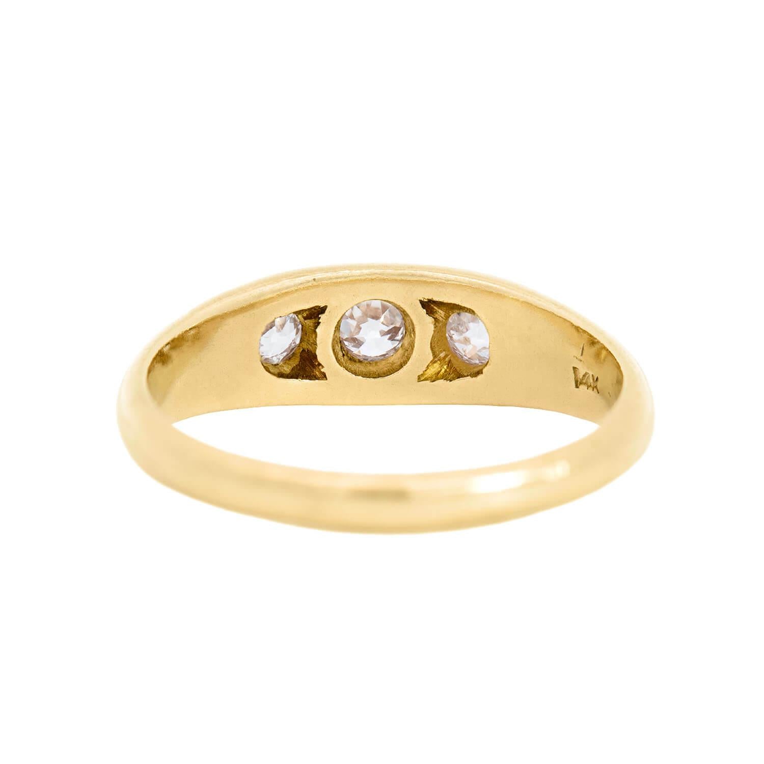 Antique Late Victorian 14K Gold Diamond Three Stone Engagement Ring - Vintage Jewelry for Weddings, Anniversaries & Special Occasions