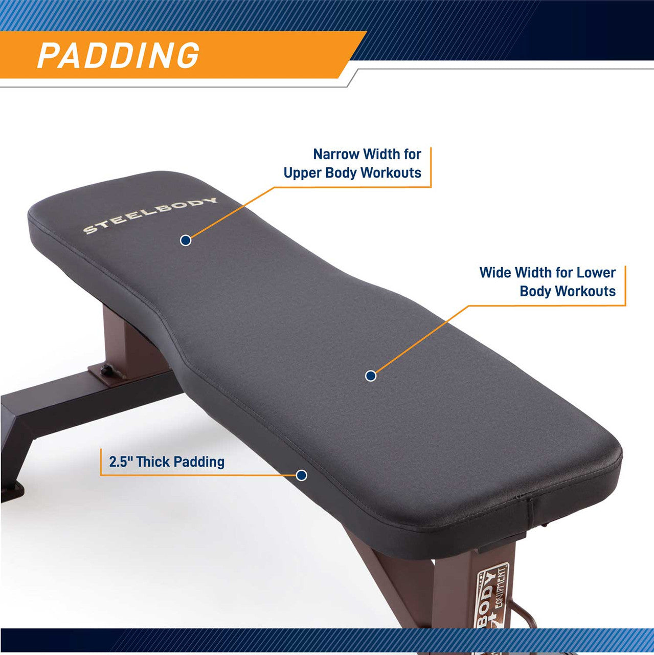 SteelBody Flat Weight Bench STB 10101 - Heavy Duty Adjustable Workout Bench for Home Gym Strength Training & Bodybuilding Exercises
