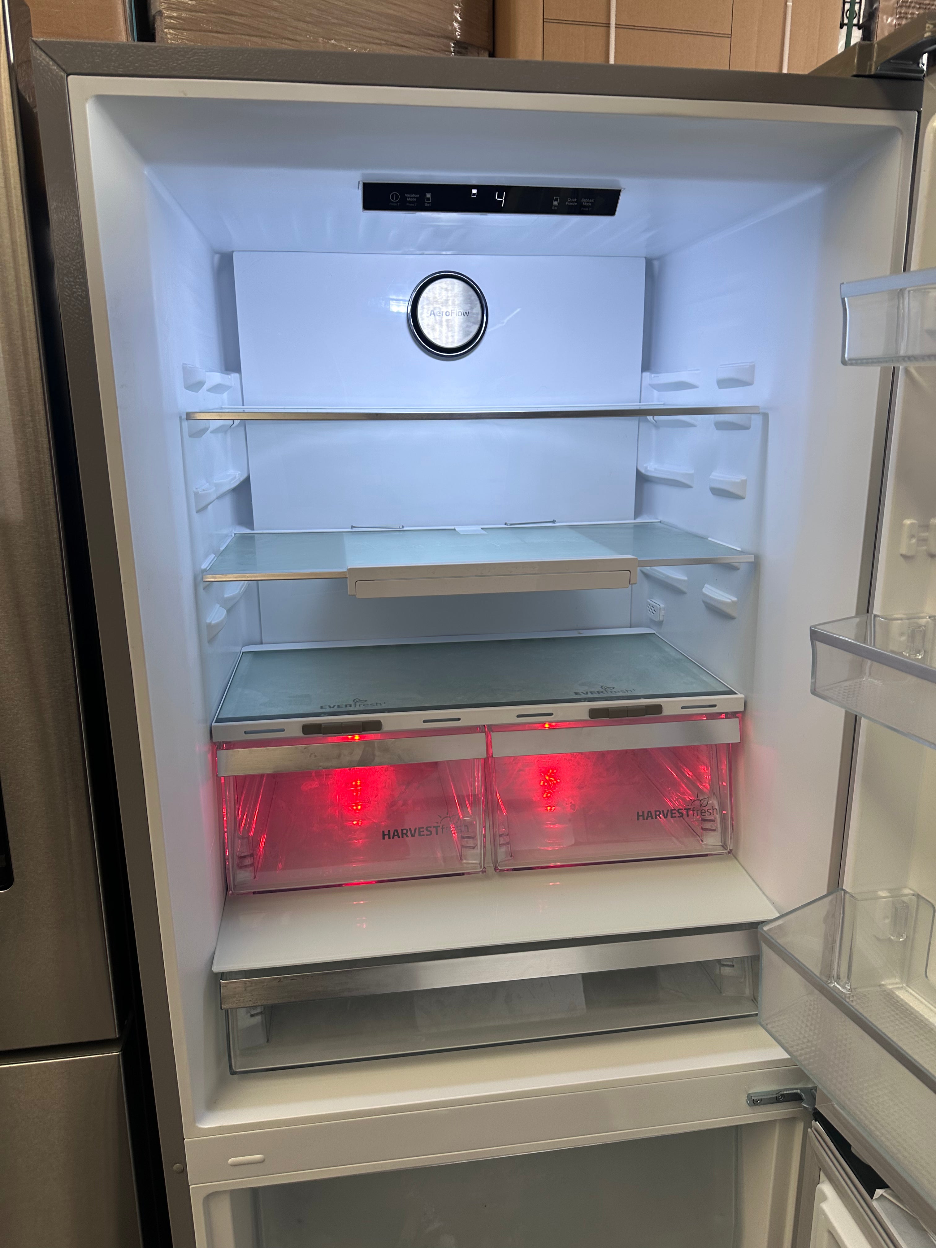 Beko BBMB445PX 445L Bottom Mount Refrigerator in Pearl Steel - Factory Second | Energy Efficient Kitchen Appliance for Modern Homes