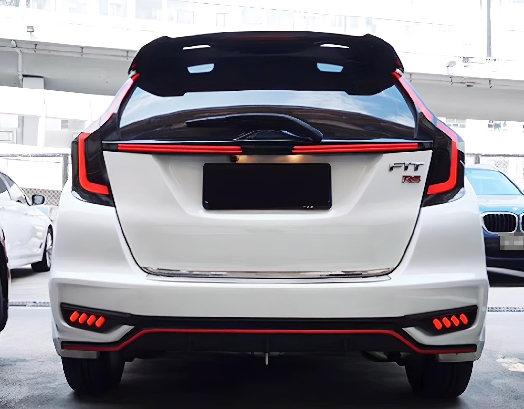 iJDMTOY Red LED Bumper Reflector Lights for 2018-2020 Honda Fit - Tail Lights, Strobe Brake Lights, Sequential Turn Signals & Rear Fog Lamps - Upgrade Your Car's Rear Lighting for Enhanced Safety and Style