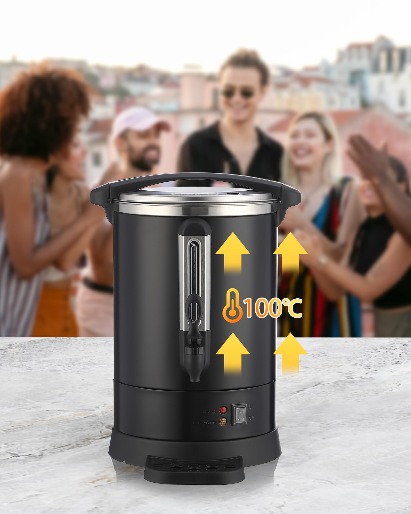 Commercial 100 Cup Coffee Maker - 14L/3.7 Gal Stainless Steel Electric Coffee Urn & Hot Water Dispenser for Catering, Restaurants, Offices & Large Events - Perfect for Weddings, Parties & Business Use