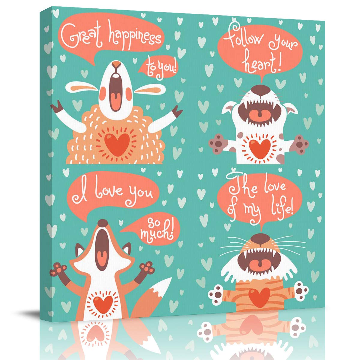 Funny Animal Canvas Wall Art - 16x16 Inch Framed Prints for Bedroom, Living Room & Home Decor - Perfect Gift for Pet Lovers & Unique Wall Decoration