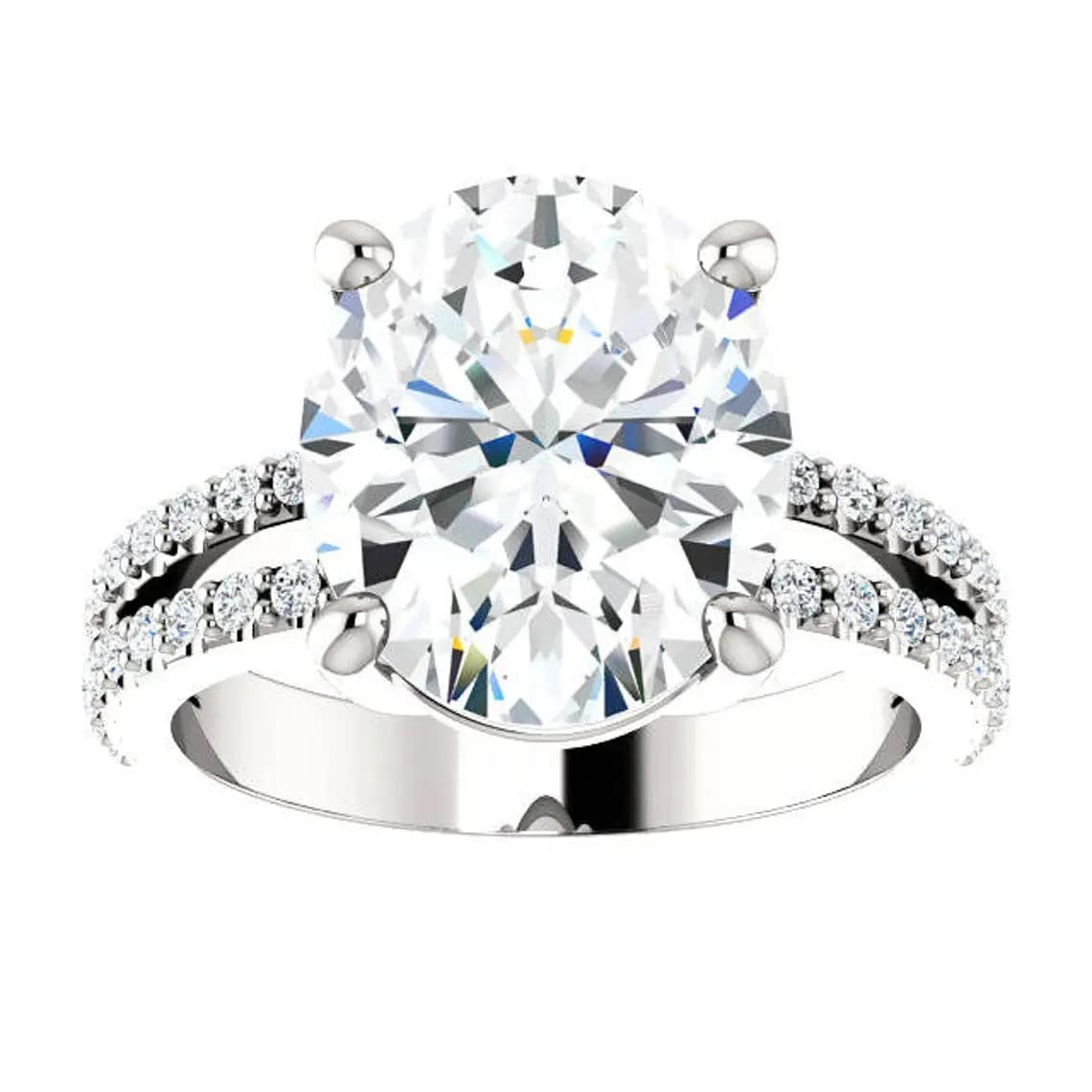 5.80 CT Oval Moissanite Engagement Ring for Women - Wedding Bridal Ring Set with 4-Prong Solitaire Setting, Vintage Antique Silver Diamond Ring for Anniversary & Promise - Perfect for Proposals, Weddings, Anniversaries and Special Occasions