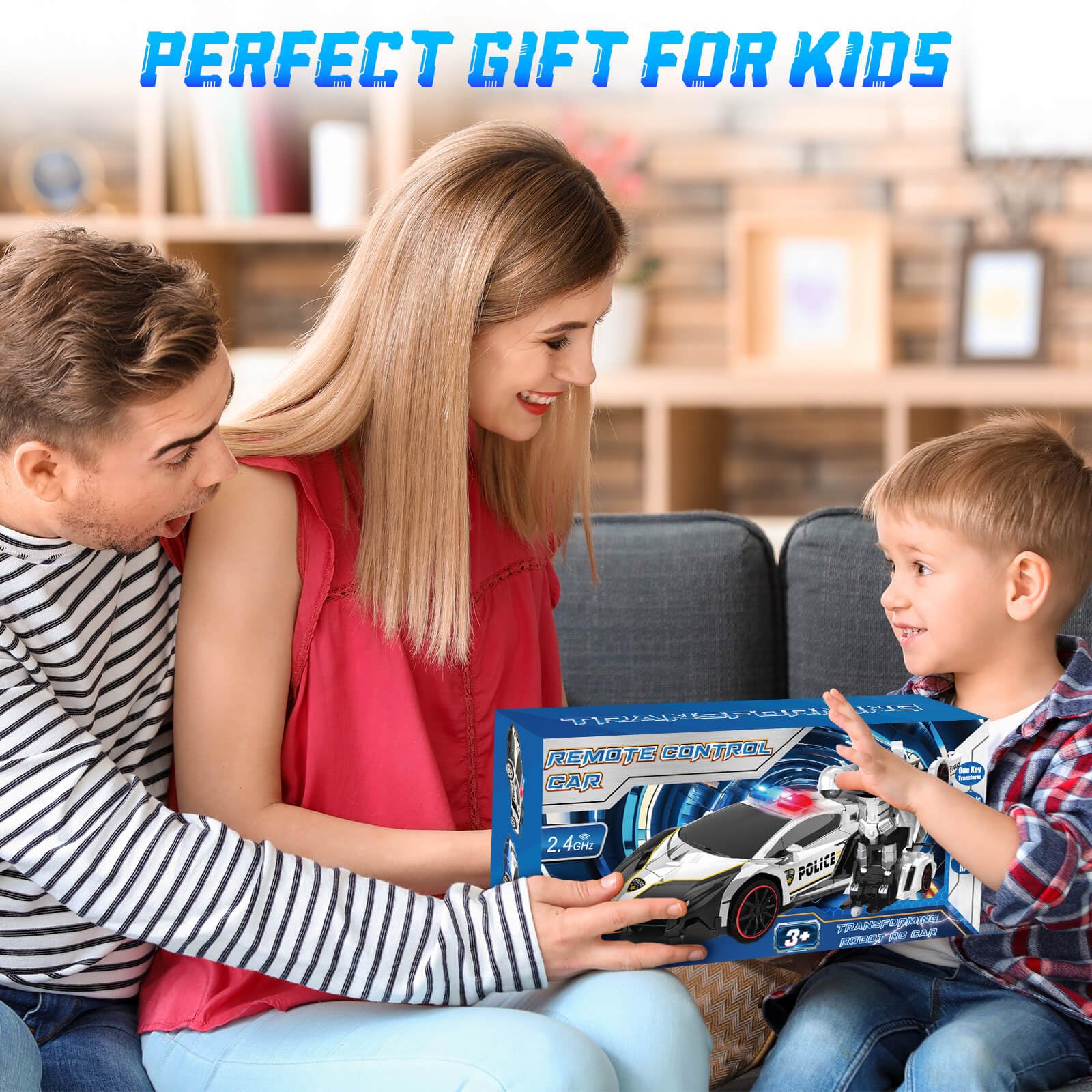 Dolanus Remote Control Police Car Toy - 2.4GHz RC Transforming Robot Vehicle for Kids Ages 3-12 | Birthday Gift for Boys & Girls | Indoor & Outdoor Play | Black
