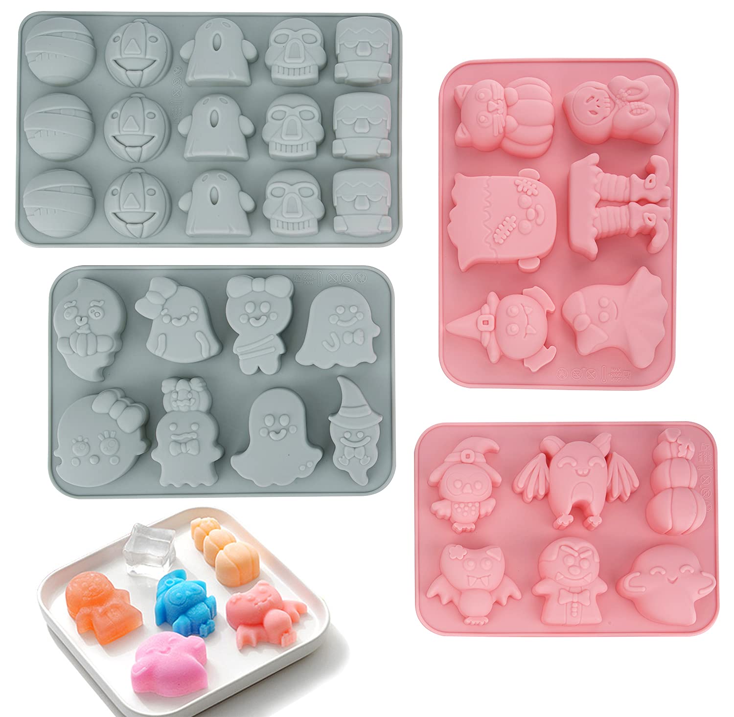 Halloween Baking Molds 4 Pack - Silicone Cookie Molds for Desserts, Soap Making & Bath Bombs - Perfect for Halloween Party Treats, DIY Crafts & Holiday Baking