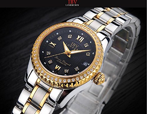 Swiss Automatic Mechanical Watch for Men & Women - Diamond-Accented Two-Tone Couple Watches | Luxury Dress Watch for Anniversary, Wedding & Special Occasions