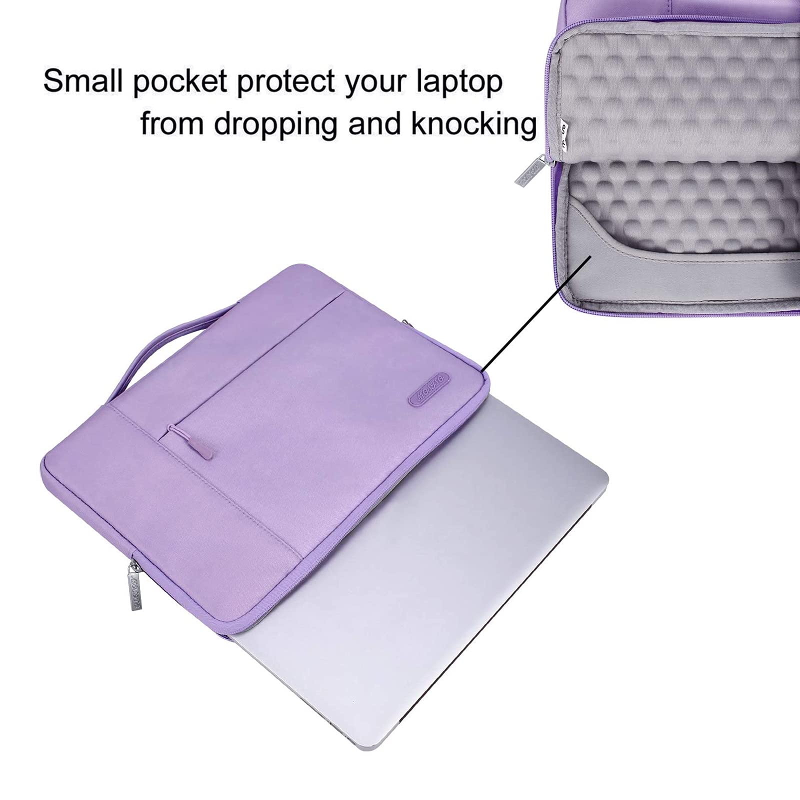MOSISO 16 Inch Laptop Sleeve with Handle - Fits 15-15.6 Inch MacBook Pro, HP, Acer, Dell, Lenovo, ASUS Notebooks - Durable Polyester Computer Bag for Work, School & Travel (Purple)