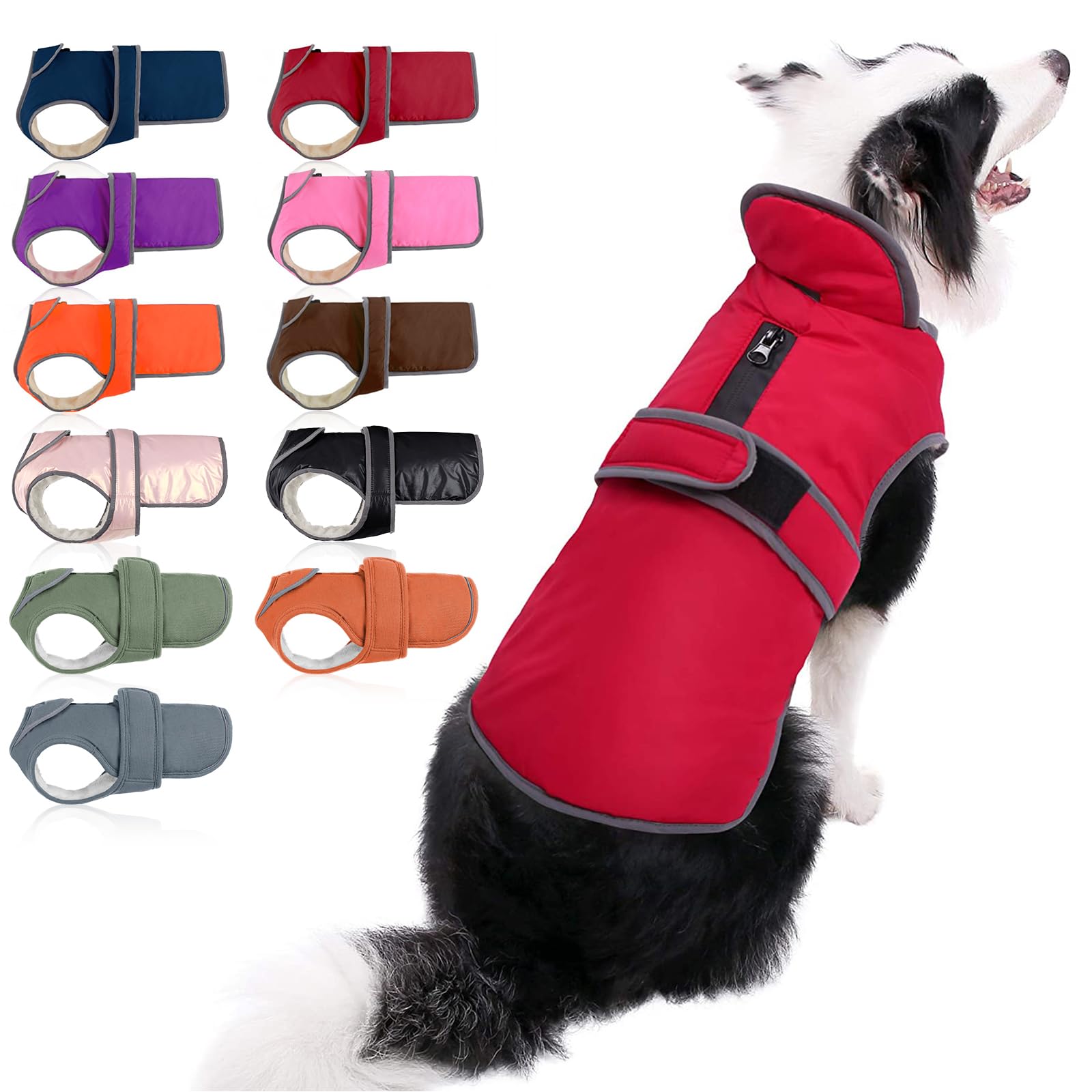MIGOHI Reflective Waterproof Windproof Dog Coat - Reversible Winter Dog Jacket for Small Medium Large Dogs - Cold Weather Warm Vest with Stormguard (Red, XL) - Perfect for Outdoor Walks, Hiking & Winter Adventures
