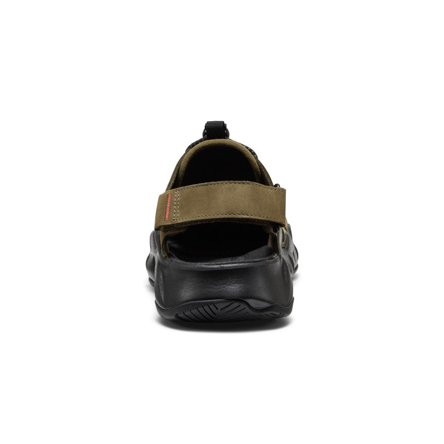 Men's Hyperport Fisherman Leather Sandals - Dark Olive/Black | Comfortable Outdoor Walking & Beach Vacation Slip-Ons