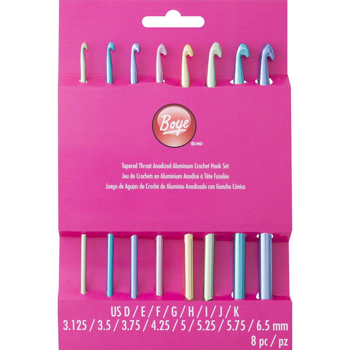 Premium Aluminum Crochet Hook Set - 8 Sizes (D-K) for Smooth Knitting & Crocheting | Ergonomic Design for Comfort | Perfect for Yarn Crafts, DIY Projects & Gift Giving
