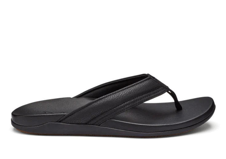 Olukai Maha Black Men's Sandals - Comfortable & Durable Beach & Outdoor Footwear for Men | Perfect for Walking, Travel, and Casual Wear