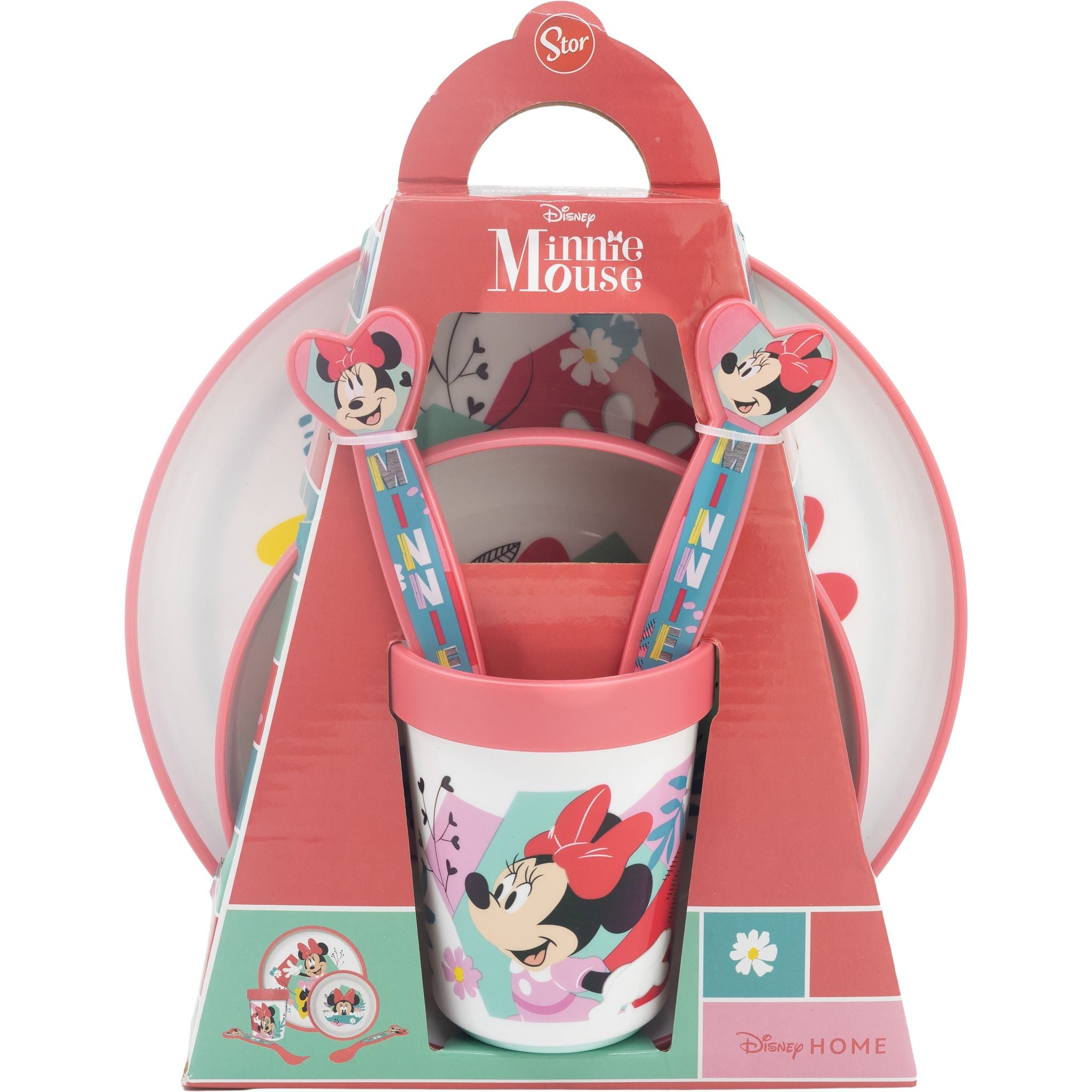 Disney Minnie Mouse 5-Piece Non-Slip Bicolor Premium Kids Tableware Set - Bowls, Plates & Utensils for Toddlers (39MM220) | Perfect for Birthday Parties, Daycare & Family Meals