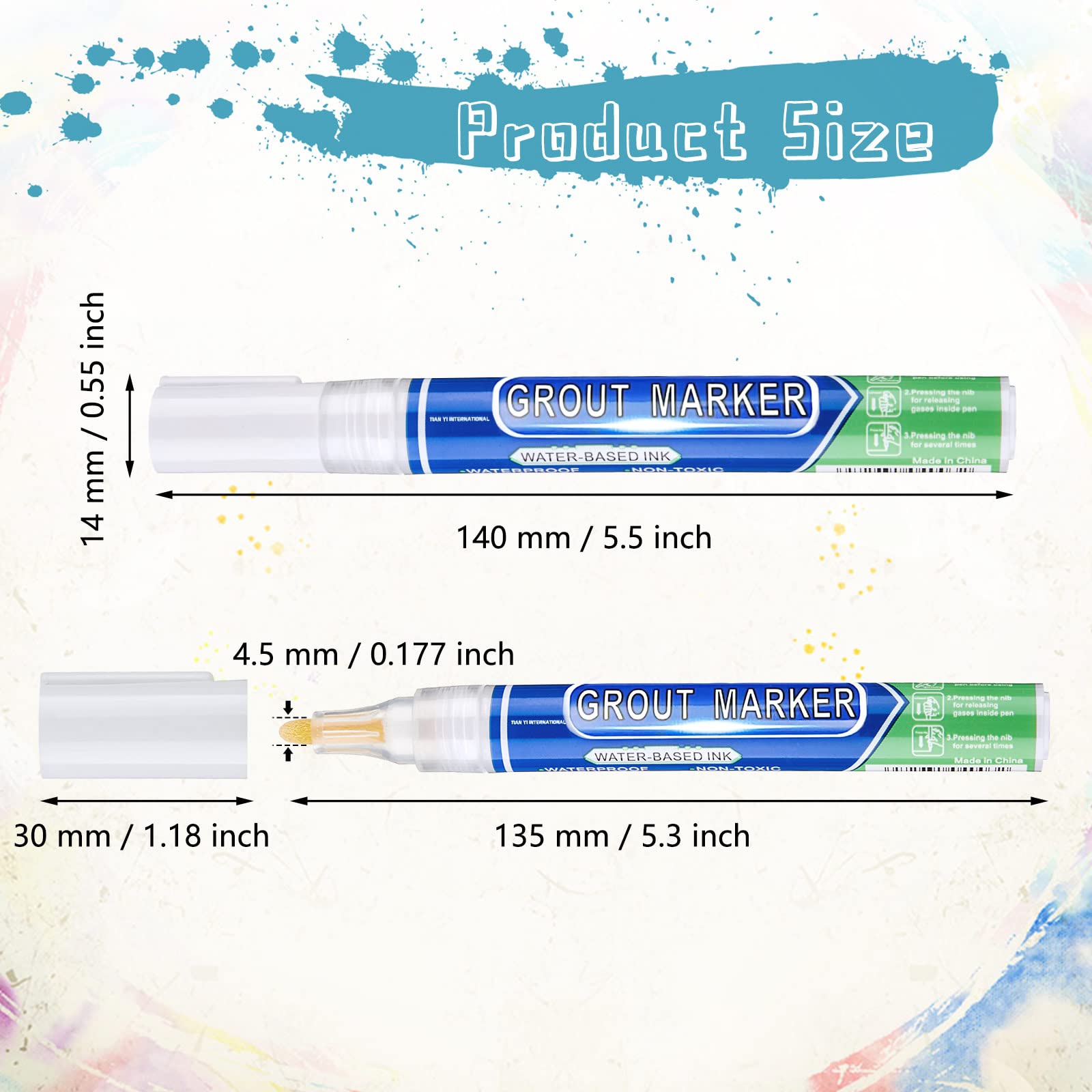 Zonon Grout Wall Pen Tile Paint Markers - White Grout Repair Sealer Pen for Bathroom, Kitchen, Porch & Patio - Easy DIY Tile Refresh & Waterproof Sealant (4-Pack) - Perfect for Cracked Grout Lines, Stained Tiles & Home Renovation Projects