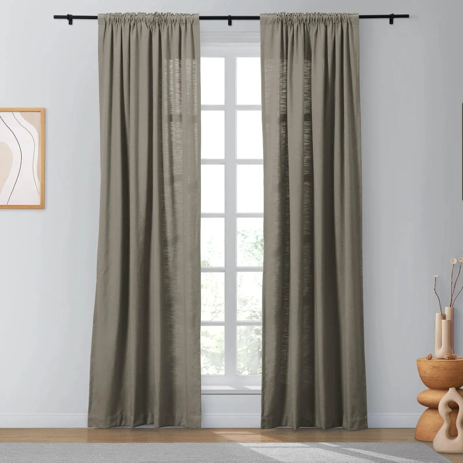 Isabella Heavyweight Cotton Blackout Curtains - Soft Top Thermal Insulated Drapes for Living Room & Bedroom - Noise Reducing & Energy Saving Window Treatments