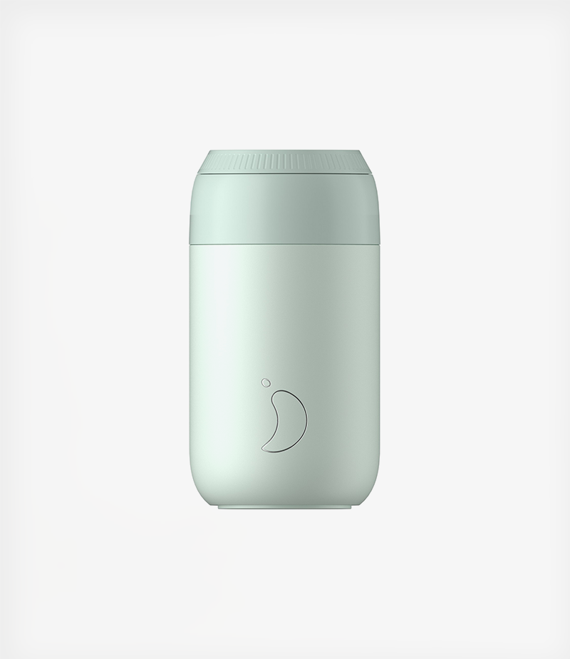 Chilly's Series 2 Reusable Coffee Cup 340ml (12oz) - Insulated Stainless Steel Travel Mug, Leak-Proof Lid, Eco-Friendly (Lichen Green) - Perfect for Office, Commuting & Outdoor Activities