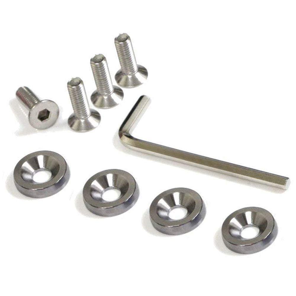 iJDMTOY 4pc JDM Racing Aluminum Washers Bolts Kit - Car License Plate & Bumper Accessories