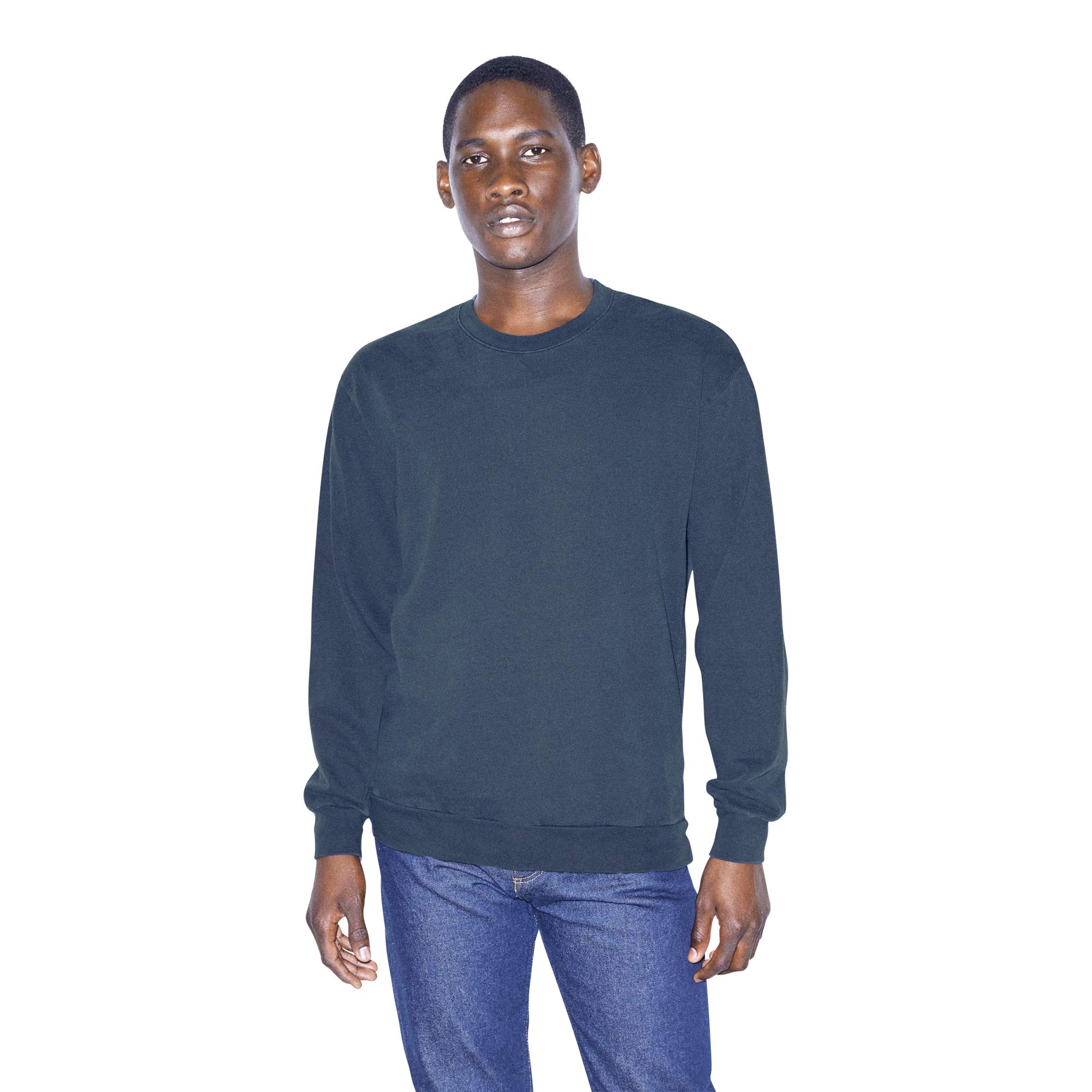 American Apparel Men's French Terry Long Sleeve Crewneck Pullover Sweatshirt | Soft Cotton Blend | Casual & Athletic Wear | Perfect for Gym, Lounge & Everyday Comfort