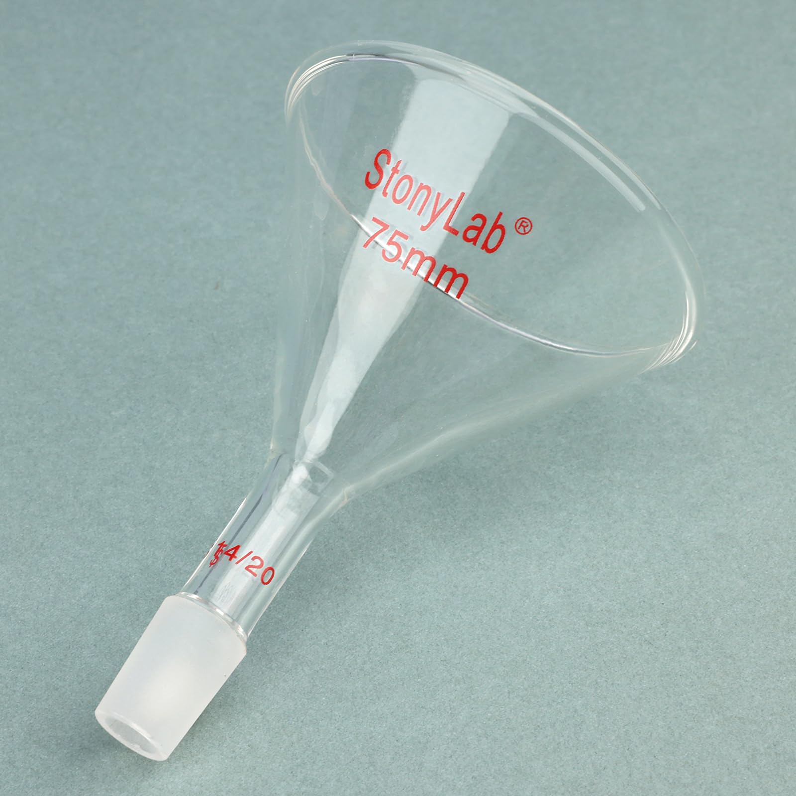Stonylab Borosilicate Glass Powder Funnel - 14/20 Joint Size, 75mm Diameter Short Neck - Ideal for Chemistry Labs, Scientific Experiments & DIY Projects