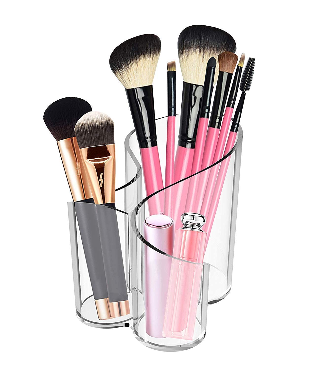 ARABELLA RETAIL Acrylic Makeup Organizer - Cosmetic Brush Holder & Beauty Storage Stand for Nail Polish, Lipstick, Eyeliner, Combs | Perfect for Vanity, Bathroom Counter & Dressing Table Organization