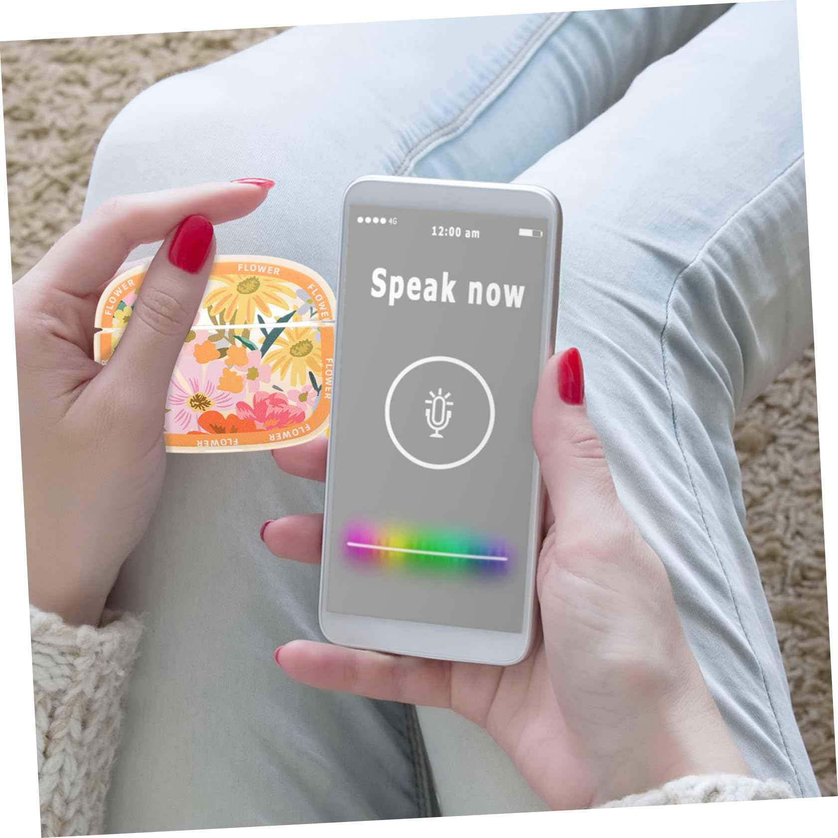 Angoily Wireless Earbuds Case - Portable Protective Cover for AirPods & Bluetooth Headphones (Floral Design) - Perfect for Travel, Gym & Daily Commute