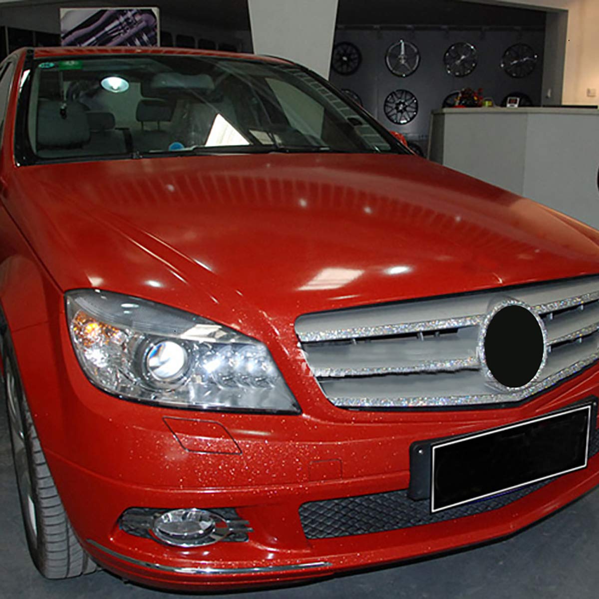 Premium High Glossy Glitter Car Vinyl Wrap Film - Air Bubble Free Diamond Pearl Auto Vinyl Sticker (Red, 4.7