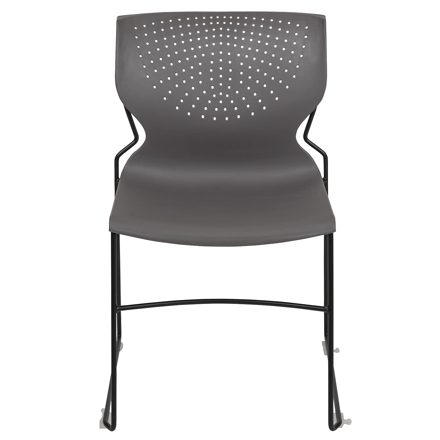 Flash Furniture HERCULES Series 5-Pack Heavy Duty Stacking Chairs - 661 lb Capacity, Gray Full Back, Black Powder Coated Frame - Perfect for Offices, Events, and Conference Rooms