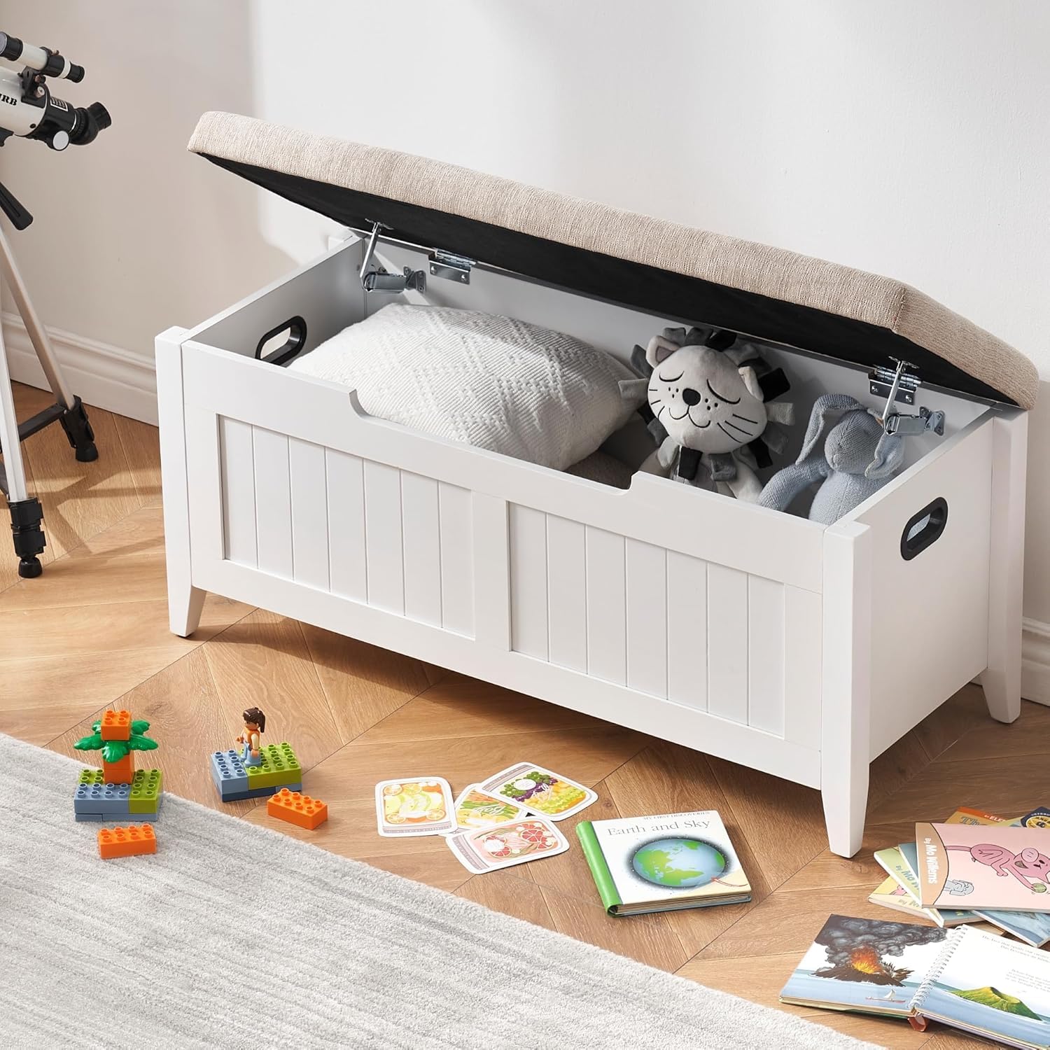 GAOMON Upholstered Storage Bench with Flip-Top Lid - 15.7 x 39.4 x 18.1 Inch Multi-Functional Toy Chest & Shoe Organizer for Entryway, Bedroom, Living Room - Perfect for Home Organization & Kids' Room Storage