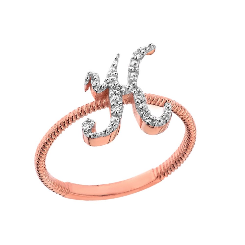 10K Rose Gold Diamond Initial Letter 