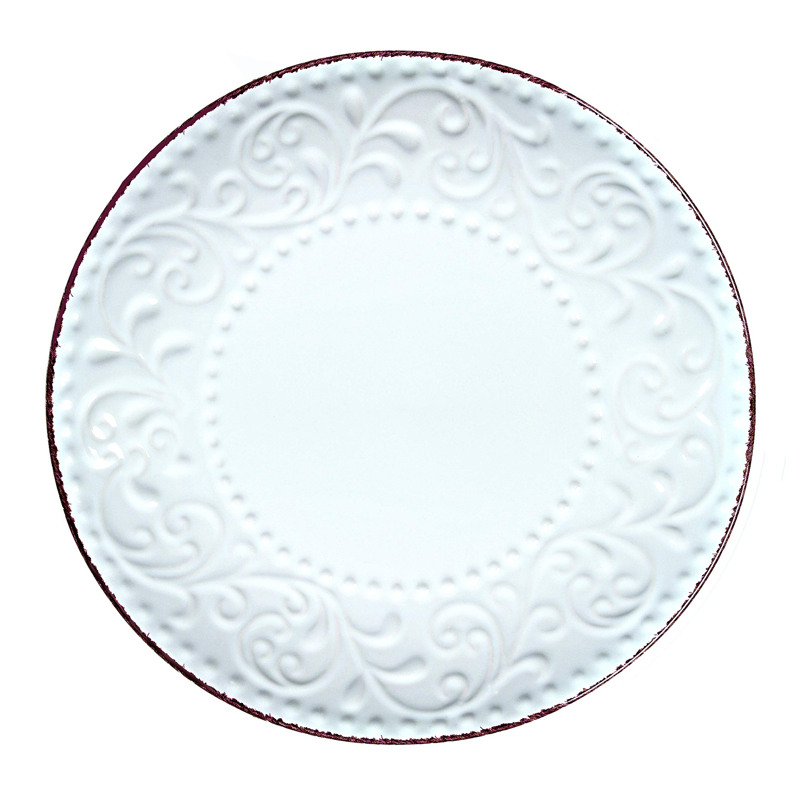 Elegant Modern Stoneware Scroll Dinnerware Set - 16-Piece White Dinner Plates, Bowls & Mugs for Parties, Events & Home Decor | Perfect for Wedding, Holiday & Formal Dining