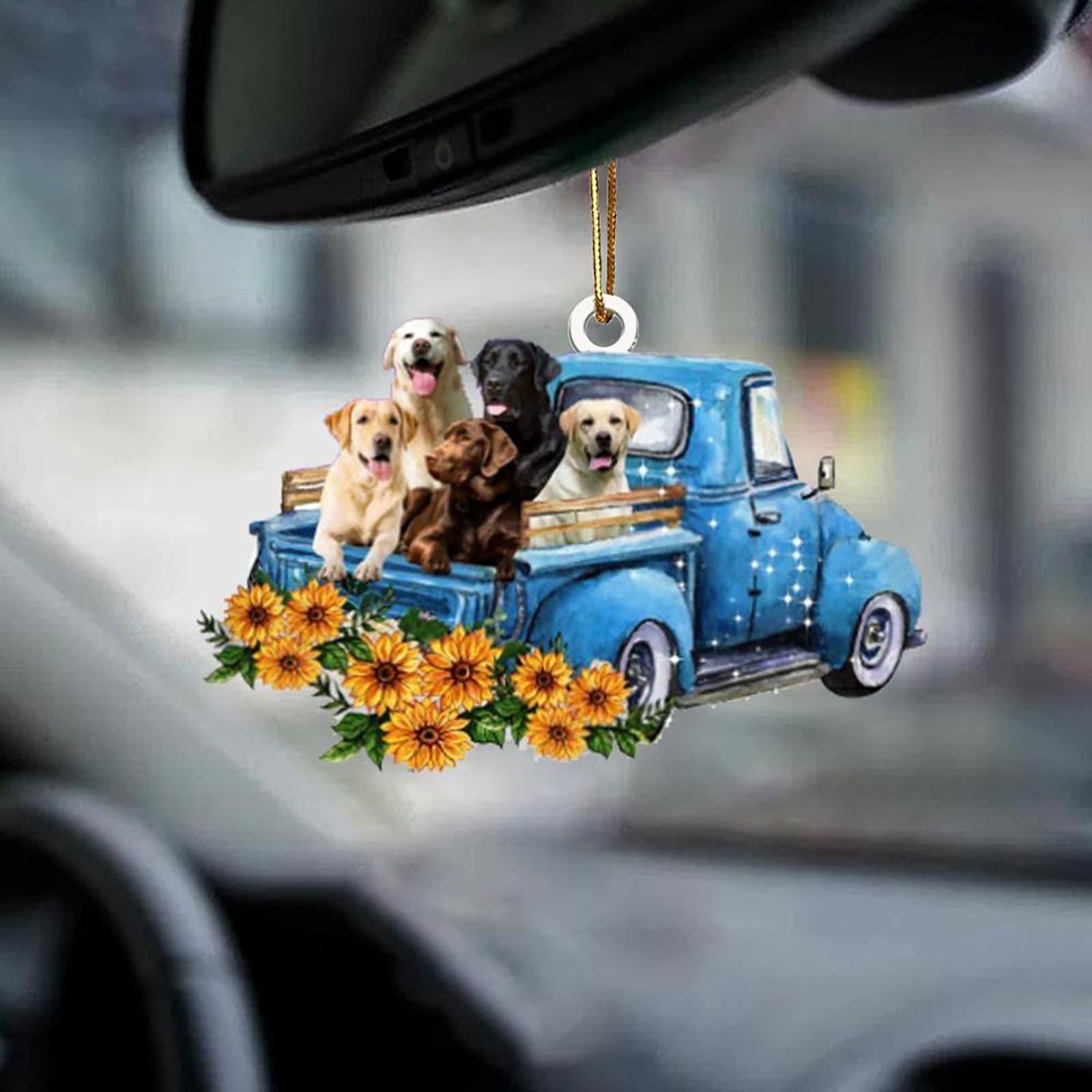 Dheva-C Creative Sunflower Truck Car Rearview Mirror Pendant - Cute Bubble Pet Decor for Cars, Home & Keychains | Perfect for Dog Lovers & Vehicle Accessories (Style 11)