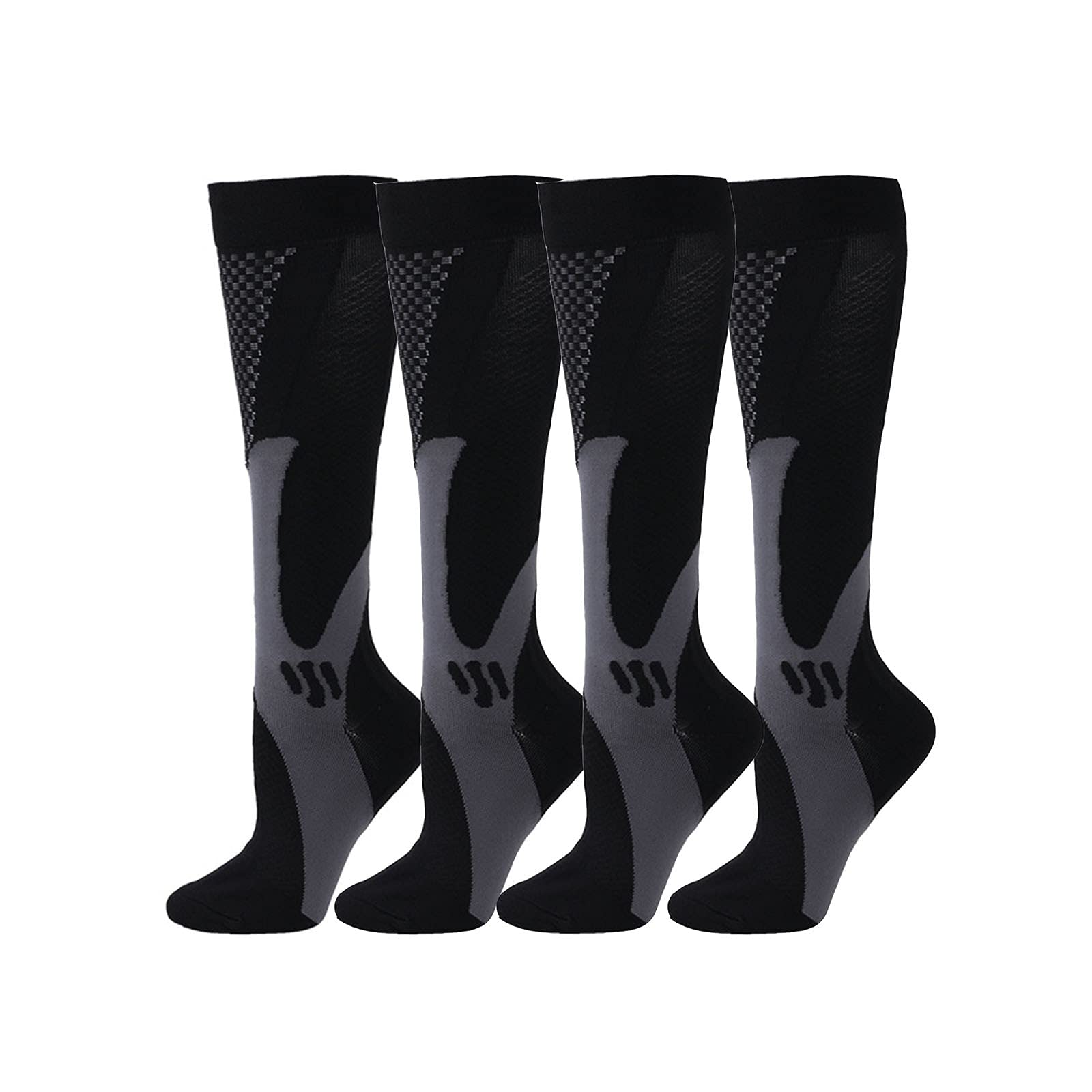 Breathable Compression Stockings for Women & Men - Nylon Sports Socks for Workout, Running & Active Lifestyle - Black Performance Socks for Nurses, Athletes & Travelers