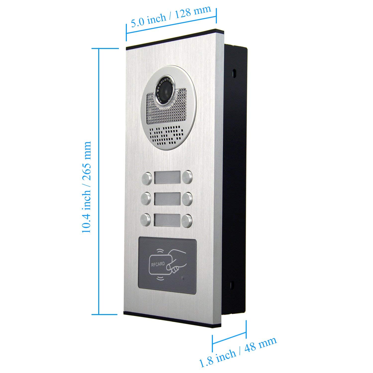 6-Key Wired Video Intercom Doorbell with IR Night Vision & ID Keyfob Unlock - Apartment Security System for Multi-Unit Buildings, Homes & Offices