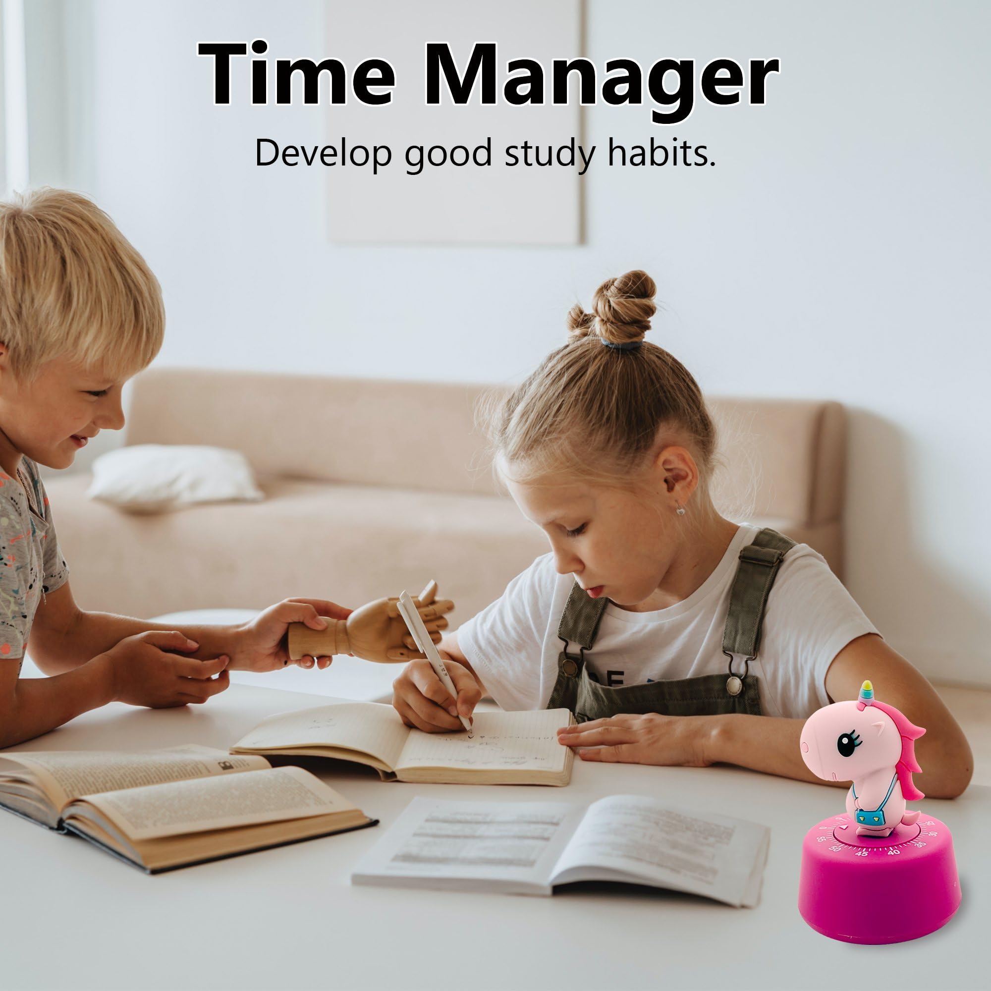 60-Minute Mechanical Timer for Kids Classroom, Kitchen Cooking, Study & Workout - Pink Unicorn Design | Perfect for Baking, Shower Countdown & Time Management