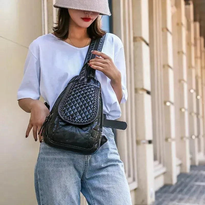 Soft Washed Leather Women's Backpack - Stylish & Durable Handbag for Work, Travel & College | Fashionable Everyday Purse for Commuting & Shopping