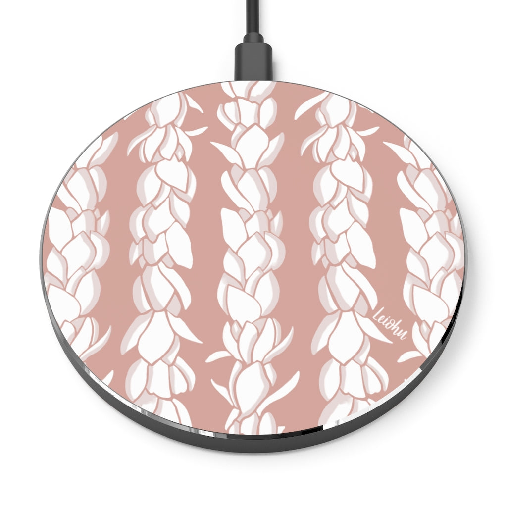Pikake Lei Wireless Charger - Fast Qi-Certified Charging Pad for iPhone, Samsung, AirPods - Perfect for Home, Office, and Travel Use