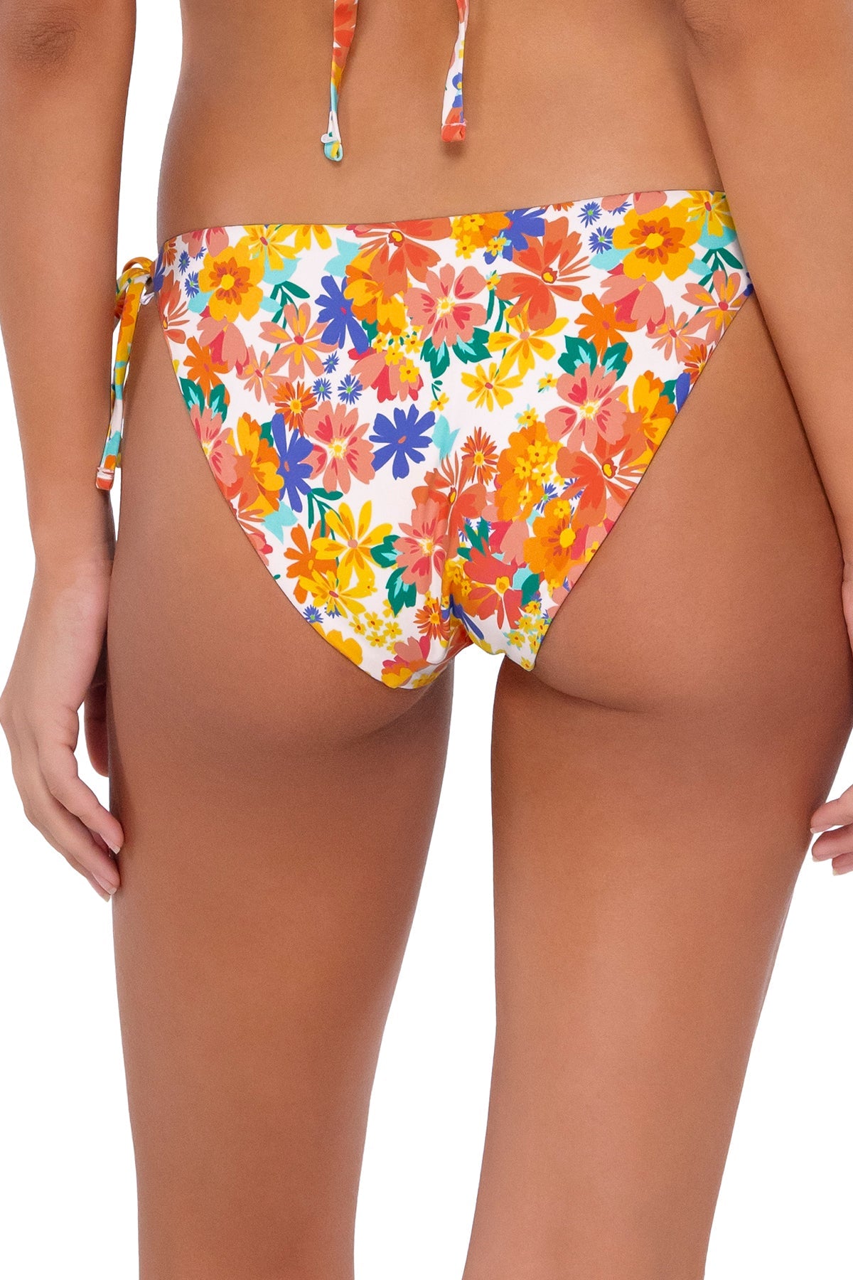 Swim Systems Beach Blooms McKenna Tie Side Bikini Bottom - Women's High Waisted Swimwear for Beach & Pool - Perfect for Summer Vacations, Swim Parties & Tropical Getaways