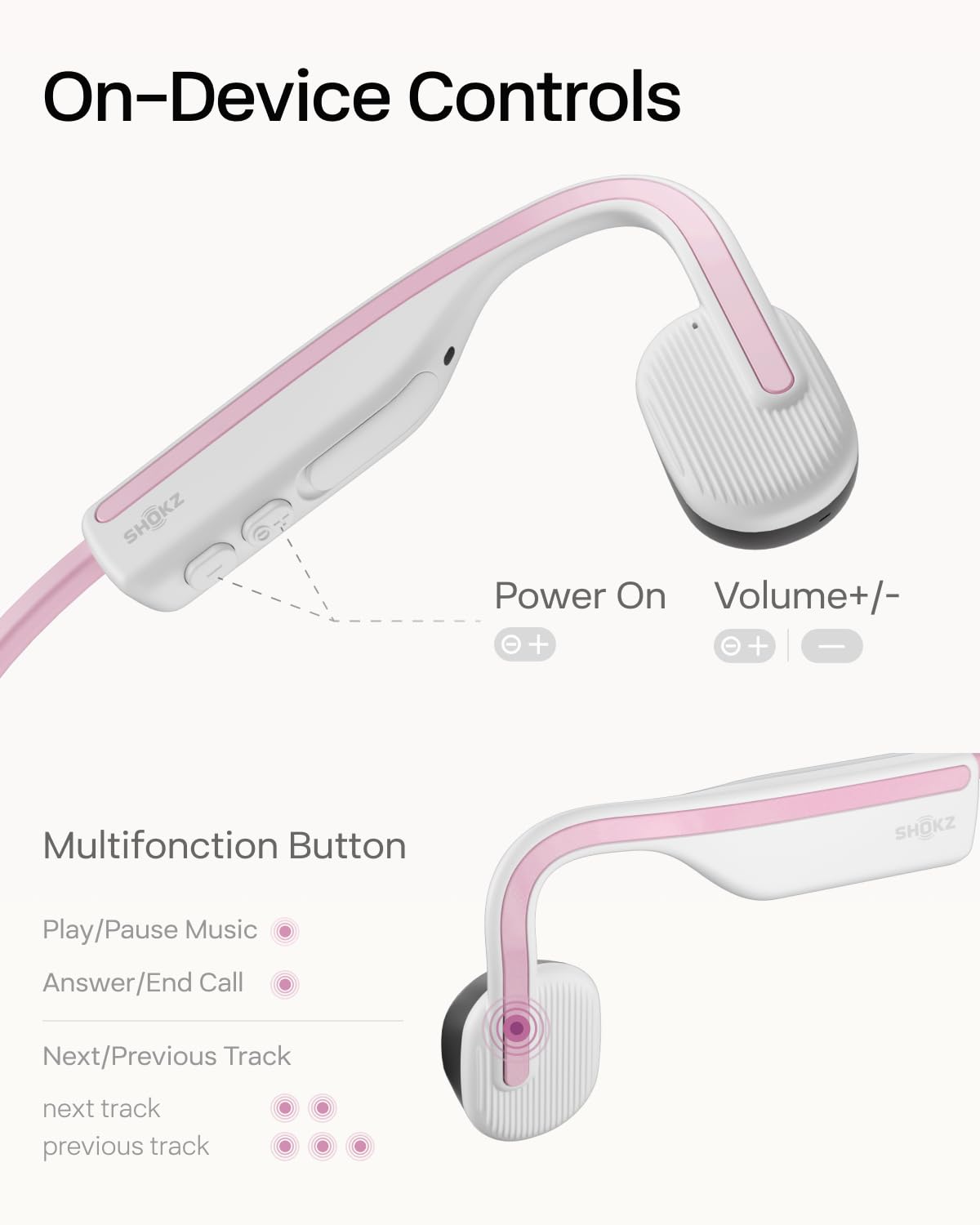 Shokz OpenMove Open-Ear Bluetooth Sport Headphones - Wireless Bone Conduction Headphones for Running, Cycling & Workouts - Sweatproof & Lightweight with Sticker Pack (Pink) - Perfect for Gym, Jogging & Outdoor Activities