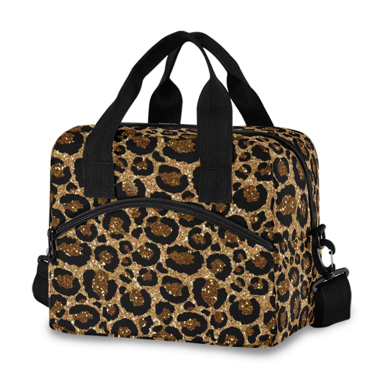 Sinestour Insulated Lunch Bag Box - Reusable Leopard Print Cooler Bag with Adjustable Shoulder Strap for School, Office, Picnic | Perfect for Adults, Men & Women | Keep Food Fresh for Work, Travel & Outdoor Activities