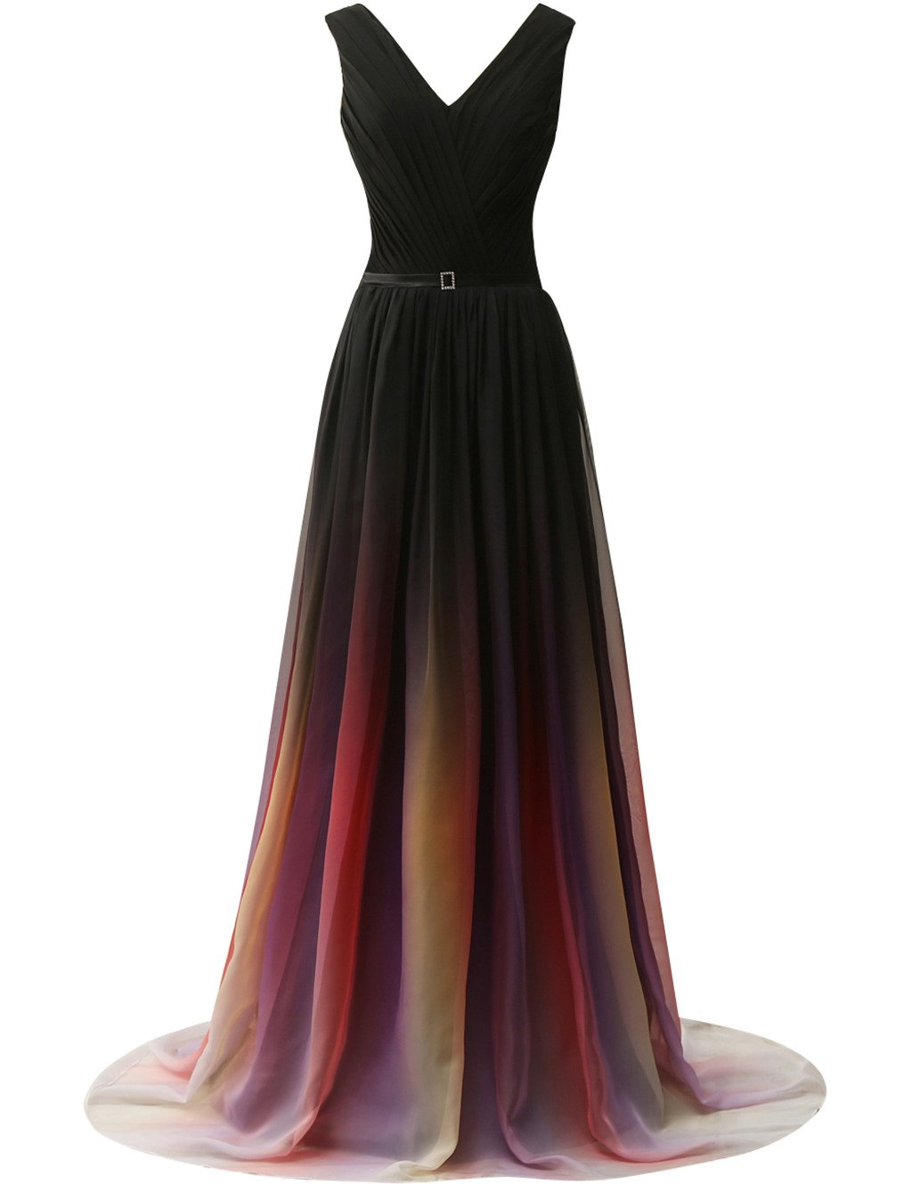 JAEDEN Elegant Gradient Chiffon Prom Dress - Long Formal Evening Gown with Pleated Skirt for Wedding Guest, Homecoming, and Special Occasions