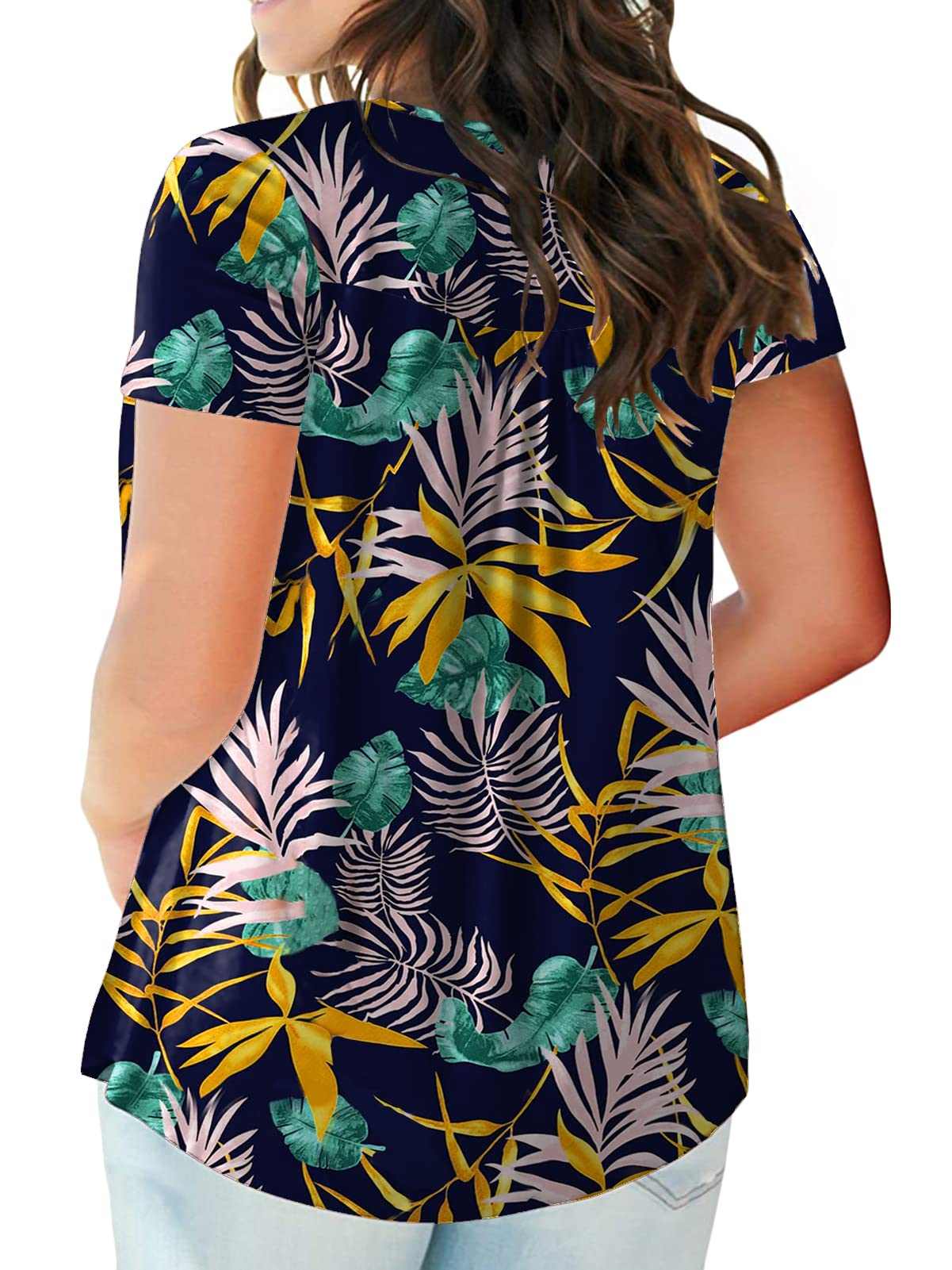 Plus Size Women's Summer Henley Shirts - Flowy Tunic Tops & Tees for Casual Wear, Beach Outfits & Everyday Comfort