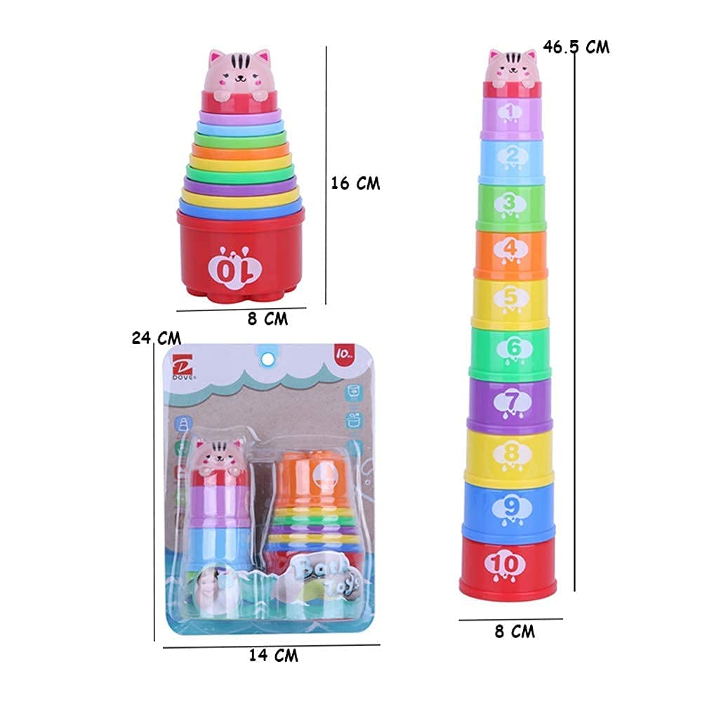GOODWAY 11-Piece Nesting & Stacking Cups Set - Early Learning Educational Toys for Babies 6-12 Months & Toddlers 1-3 Years - Bath, Beach, Garden & Outdoor Play - Perfect for Sensory Development & Motor Skills (Boy & Girl)