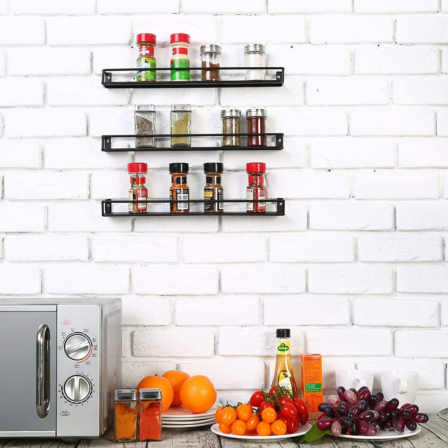 Black Metal Matte Wall Shelves for Nail Polish & Oils - Set of 3 | Bathroom & Vanity Organizer