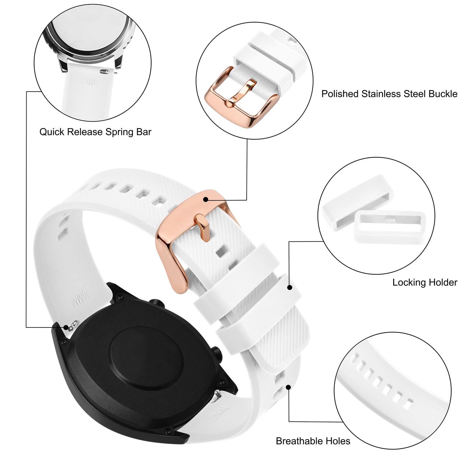 BISONSTRAP Quick Release Silicone Watch Band - 18mm 19mm 20mm 21mm 22mm Durable Waterproof Strap for Men & Women - Perfect for Sports, Fitness & Everyday Wear