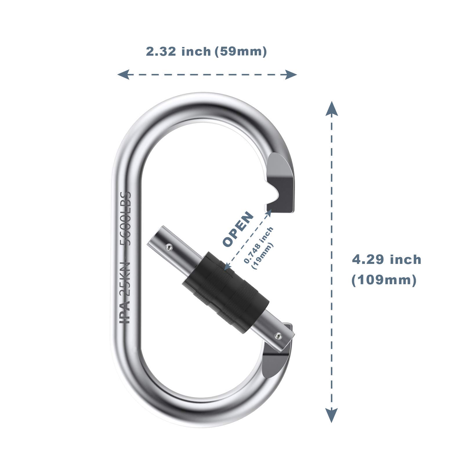 Heavy Duty 25kN (5600lbs) Climbing Carabiner Clips - 2 Pack Multipurpose Carabiners for Rigging, Ropes, Hammocks, Outdoor Gear - Not for Pull-up Bars | Perfect for Camping, Hiking & Rock Climbing Adventures