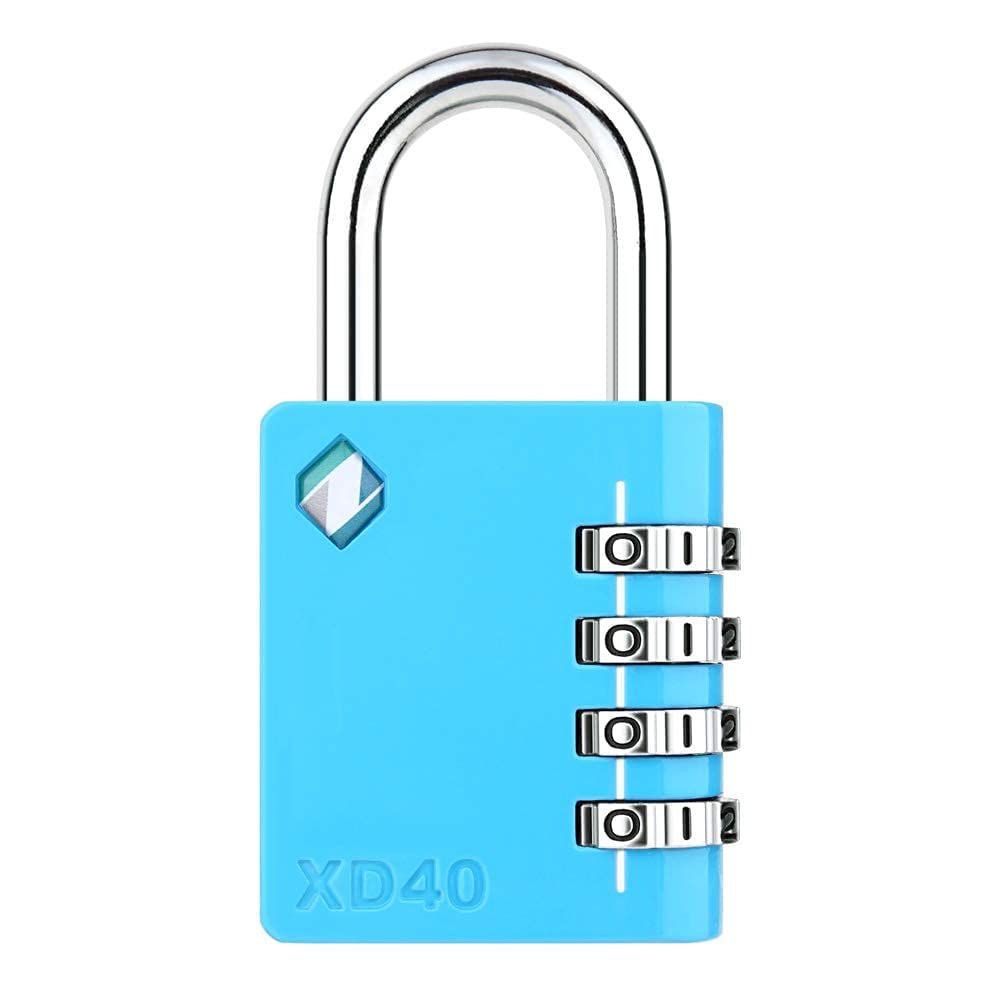**Zarker XD40 4-Digit Combination Padlock - Secure Metal & Steel Lock for Gym Lockers, School Lockers, Employee Lockers, Toolboxes, Storage Cases & Outdoor Fences - Easy to Set Your Own Code - 1 Pack (Blue) - Ideal for Sports, Travel & Home Security**
